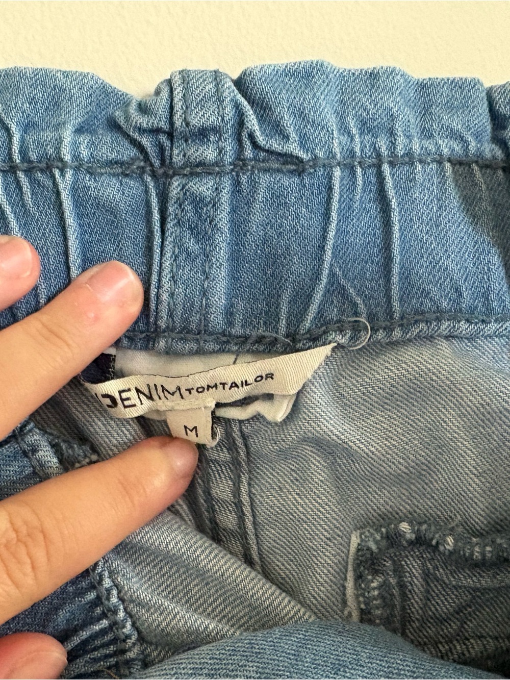 Light Blue Elastic Waist Denim Pants - Picture 2 of 2
